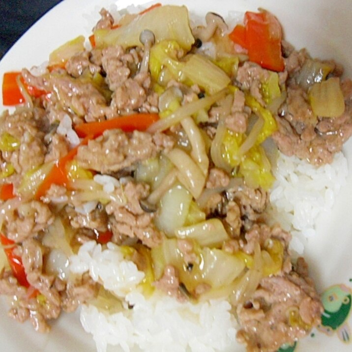 豚ミンチの中華丼